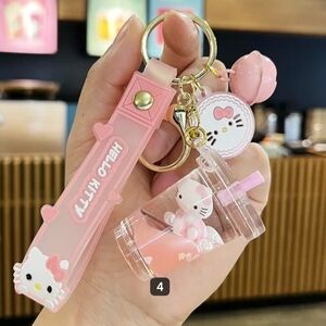 Hello Kitty Pink and Gold Charm Keychain NWOT